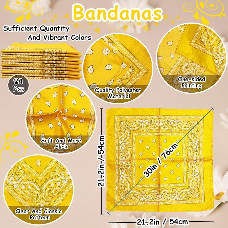 TFengfly 24 Pack Paisley Bandanas Bulk Unisex Cowboy Bandanas Head Scarf Necktie Face Cover - Image 2